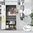 thumbnail image 7 of JAORD Metal Rolling Storage Cabinet with 2 Drawers & Pegboards, Adjustable Shelf & Locking Doors - Garage Cabinets for Tool Storage, Assemble Required, 7 of 7