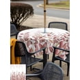 thumbnail image 5 of Outdoor Tablecloths with Umbrella Hole & Zipper, Spring Reddish Brown Eucalyptus 60x60 Inch Square Tablecloths, Botanical Leaf Country Waterproof Table Cloth, Patio/Pool/Picnic Table Covers, 5 of 8