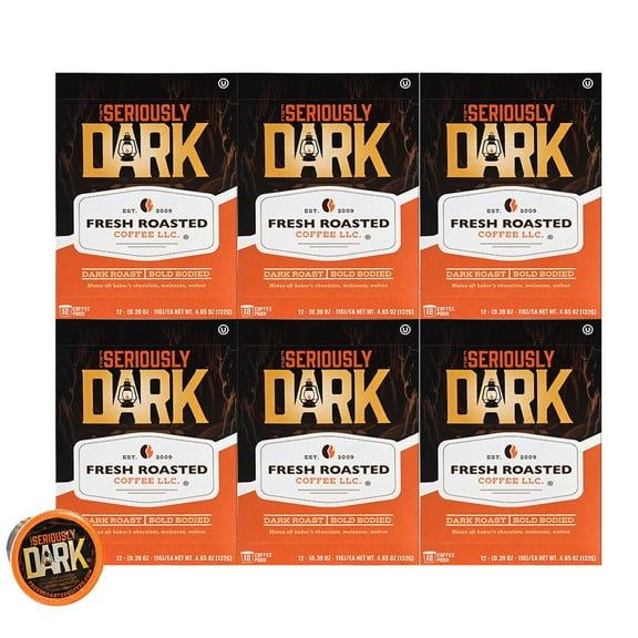 Fresh Roasted Coffee, Seriously Dark, Dark Roast, K-cup Compatible, 72 Count