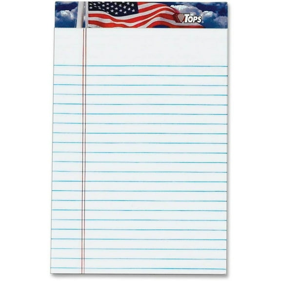TOPS Pride Writing Tablet - 50 Sheets - Strip - 16 lb Basis Weight - Jr.Legal - 5" x 8" - 8" x 5" - White Paper