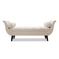 thumbnail image 5 of Maklaine Contemporary Tufted Flared Arm Entryway Bench in Cream Polyester, 5 of 11