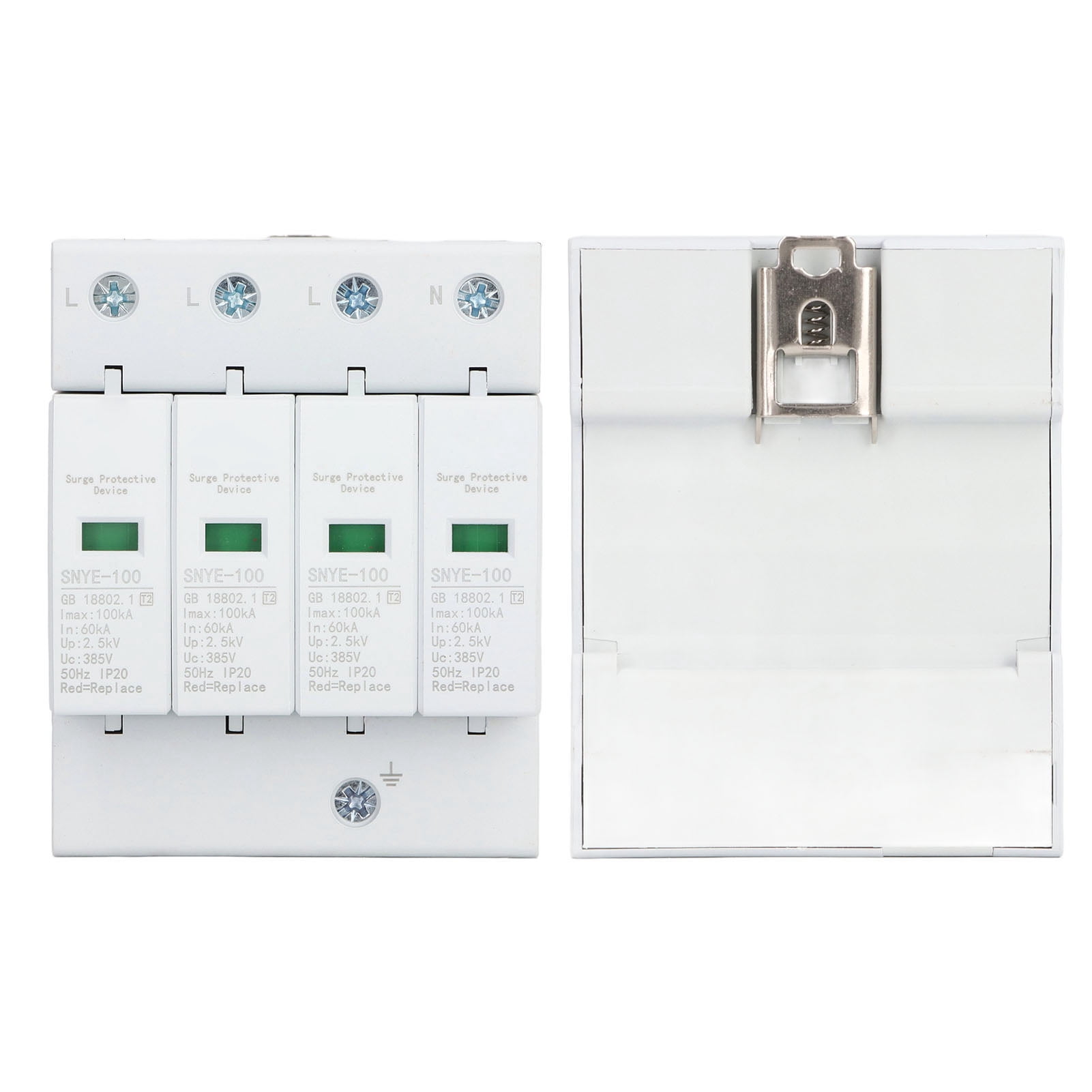 100KA Surge Protective Device, House Voltage Protector Voltage  IP20 Surge Arrester Device for Distribution Box 35mm Electrical Guide Rail Installation