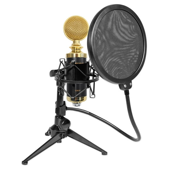 Rockville RCM02 Studio Recording Condenser Microphone Shockmount Stand Filter