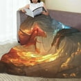 thumbnail image 6 of Honeii Red And Blue Fire Dragon B Print Fleece Blanket - Throw Blanket for Bed, Sofa, Couch, Camping, and Travel , Microplush Ultra Soft Warm Blanket-60"x50", 6 of 7