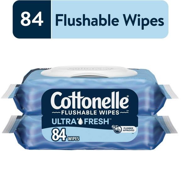 Cottonelle Ultra Fresh Flushable Wet Wipes, 2 Flip-Top Packs