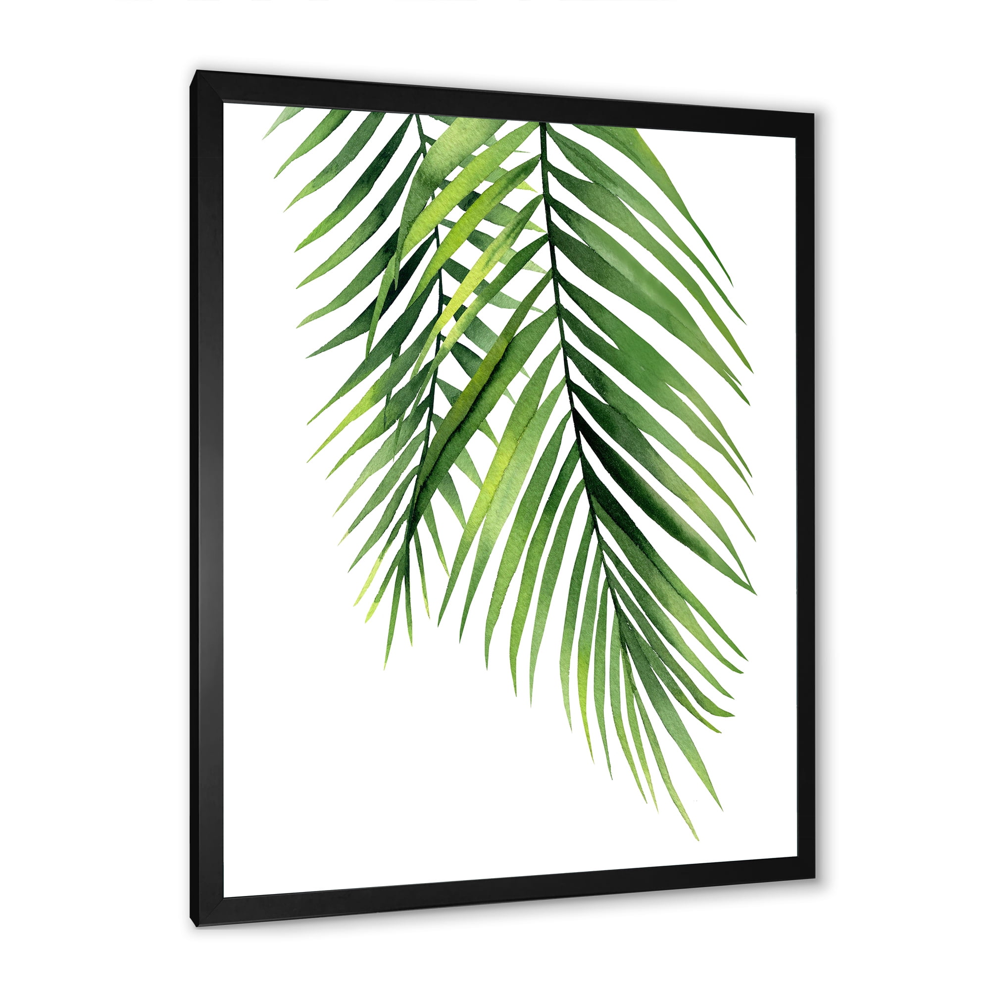 Designart 'Tropical Palm Branches' Tropical Framed Art Print