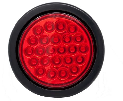 4" Round Trailer 24 LED Stop Turn Tail Signal Brake Marker Lights 6x Red Kit