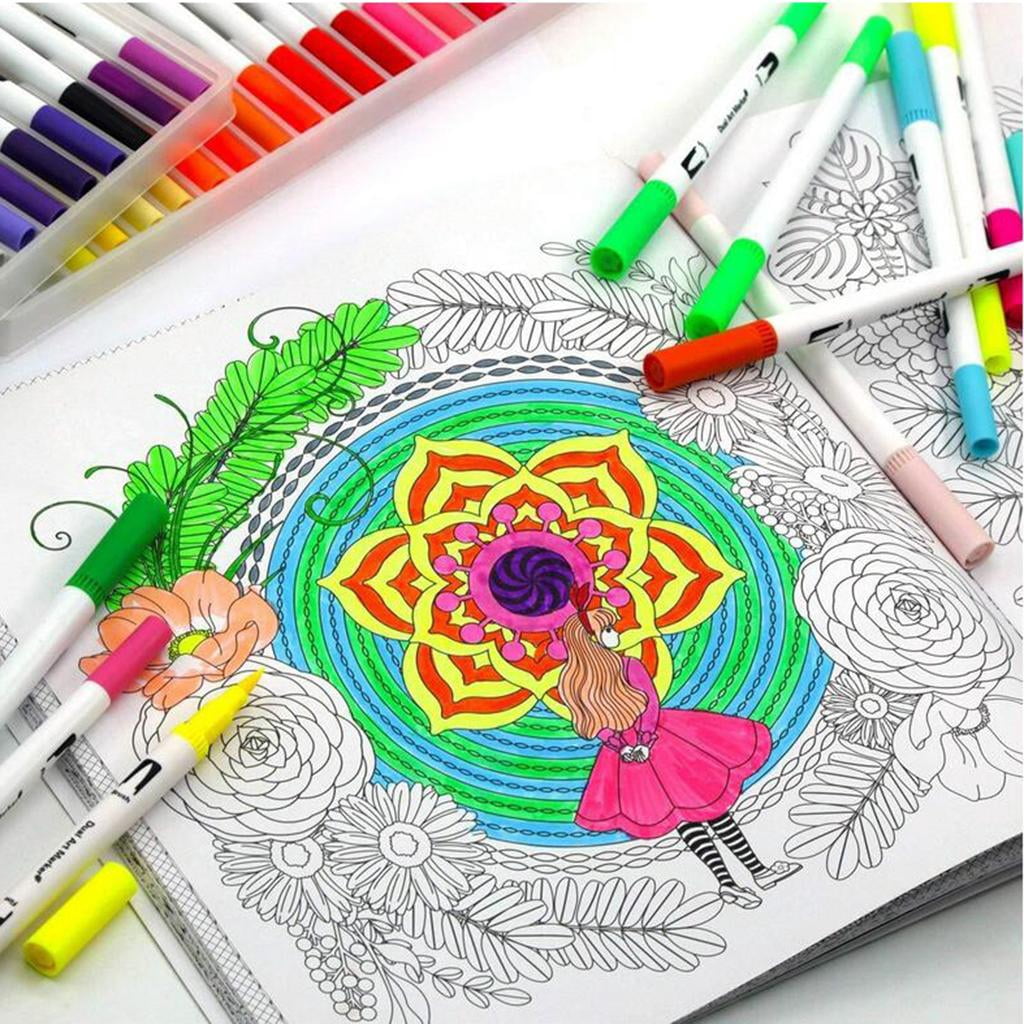 FVDPWYE 100 colors Dual Tip Brush Pens plastic fine liner making pen high lighter