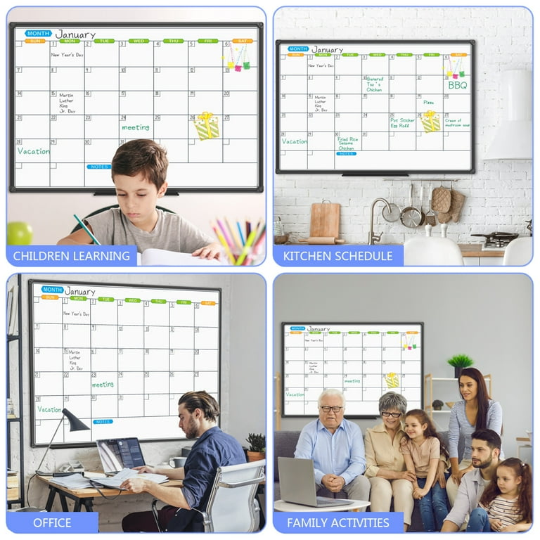 10.6x14.5 Inch Monthly Calendar Whiteboard - Magnetic Dry Erase Board With Wood Frame For Planning