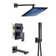 thumbnail image 2 of Black Shower Faucet Set 12" Rainfall Head Combo Kit Tub Filler with Mixer Valve, 2 of 20