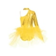 thumbnail image 2 of CHICTRY Kids Girls School Dance Stage Show Outfit Single Long Sleeve Sparkly Sequins Ballet Tutu Leotard Dress Gold 12, 2 of 5
