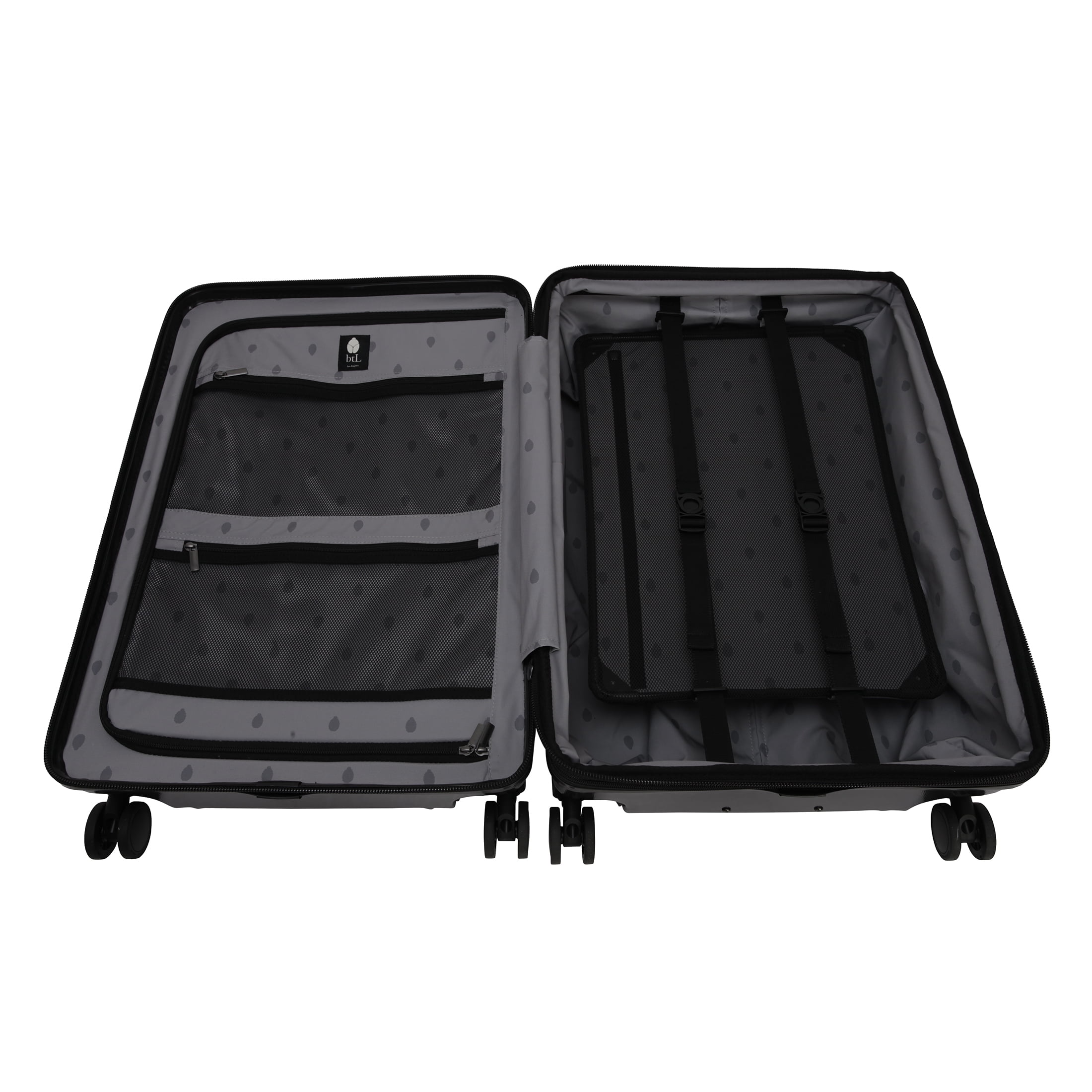btL 24-inch Checked Expandable Hardside Upright Luggage With 360-Spinner Wheels and Divider Pockets, Black
