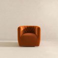 thumbnail image 6 of Delaney Burnt Orange Velvet Swivel Chair - Solid Wood Legs, 28" Wide, Modern Living Room Accent Chair, Comfortable Ergonomic Design with Tufted Detail, 6 of 18