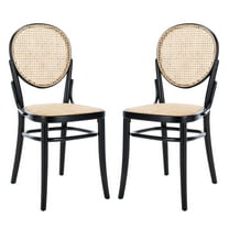 SAFAVIEH Sonia Contemporary Wood Solid Dining Side Chair, Black/Natural (Set of 2)