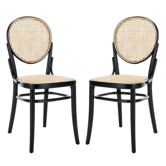 SAFAVIEH Sonia Contemporary Wood Solid Dining Side Chair, Black/Natural (Set of 2)
