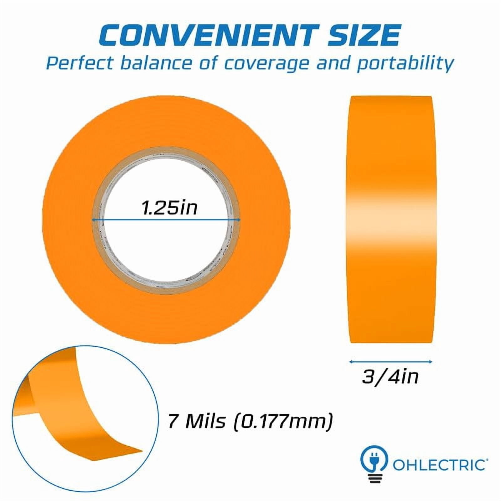 OHLECTRIC Professional Grade Vinyl Electrical Tape (20 Pack) Orange - 7 Mil Thick Flame-Retardant, Heat & Weather Resistant 3/4 Inch x 60 Feet | Ideal for Contractors & Electricians
