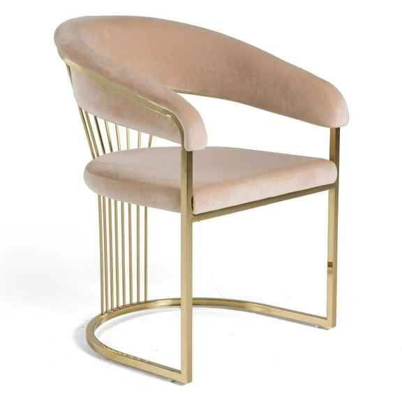 Modrest Linda Upholstered Modern Velvet Dining Chair in Beige/Gold