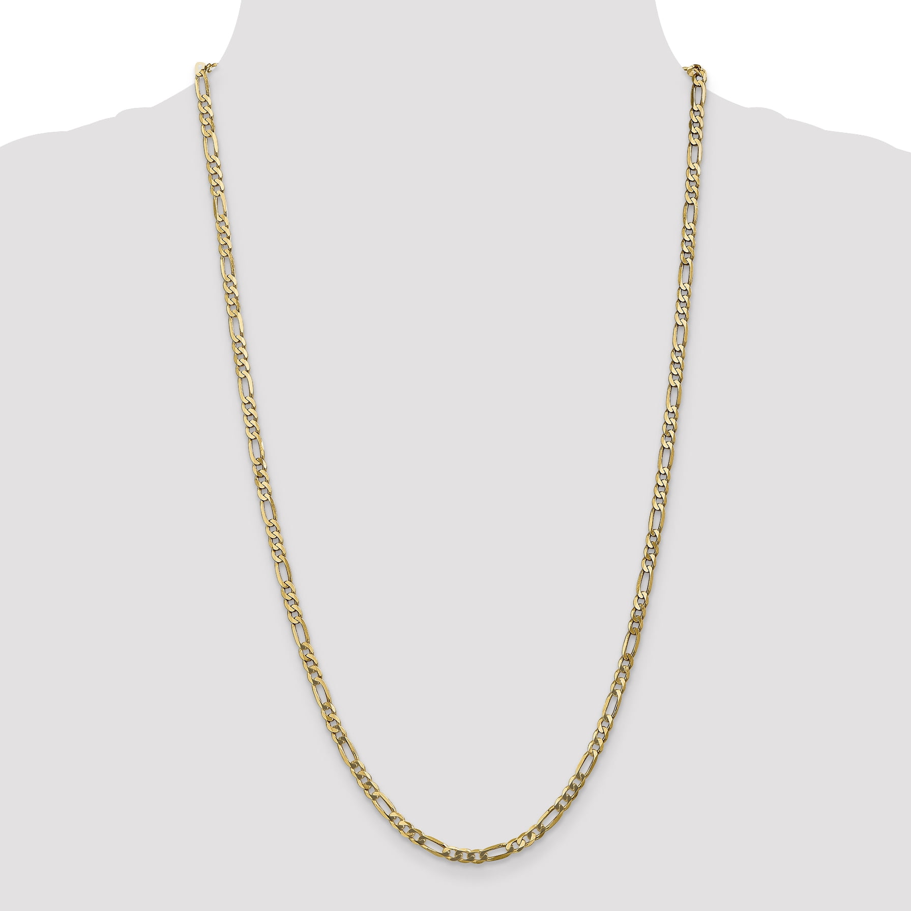 14K Yellow Gold 4mm Flat Figaro Chain 18 Inch