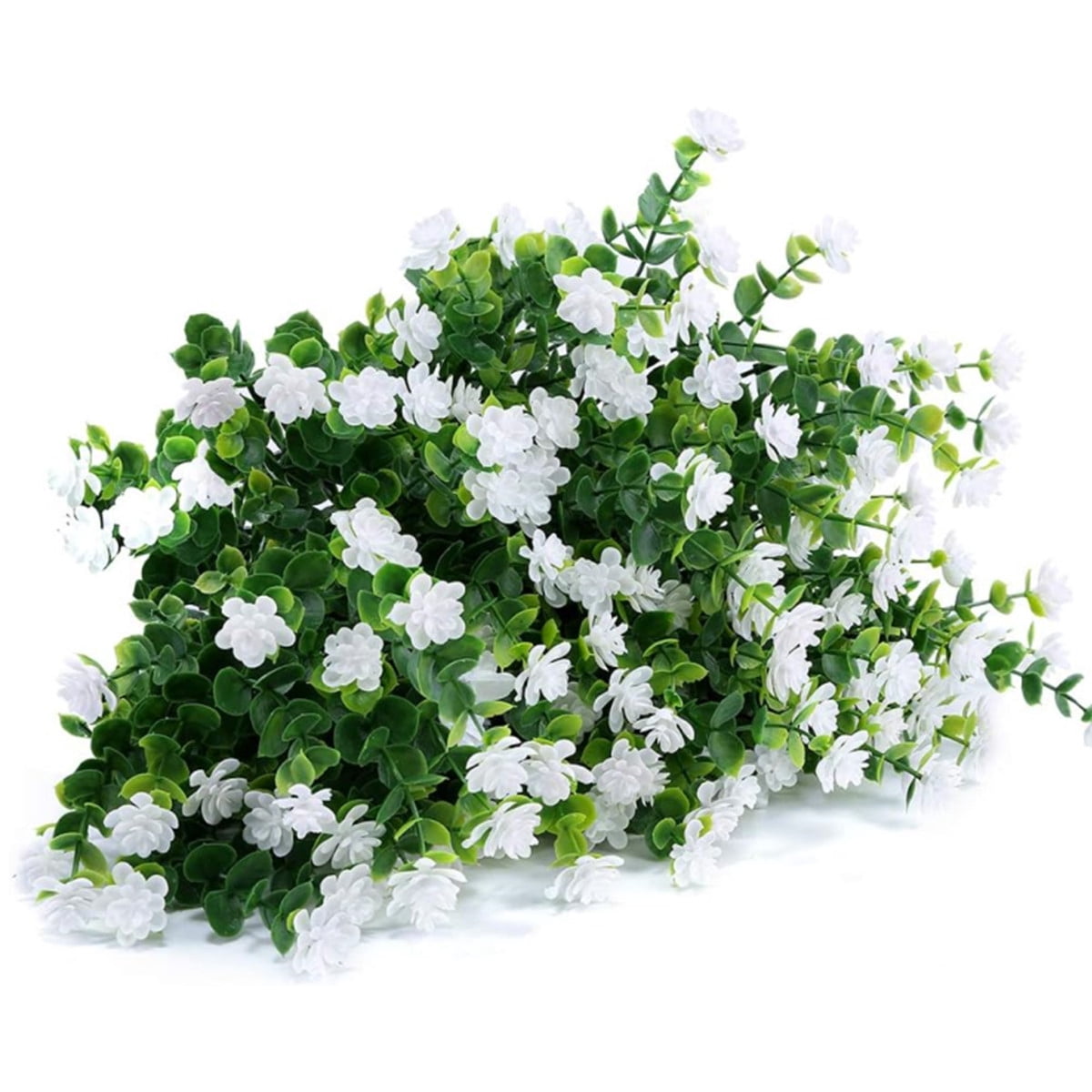 20 Bundles White Fake Outdoor Flowers Fake Plants UV Resistant, Faux Flowers for Home Garden Party Decor