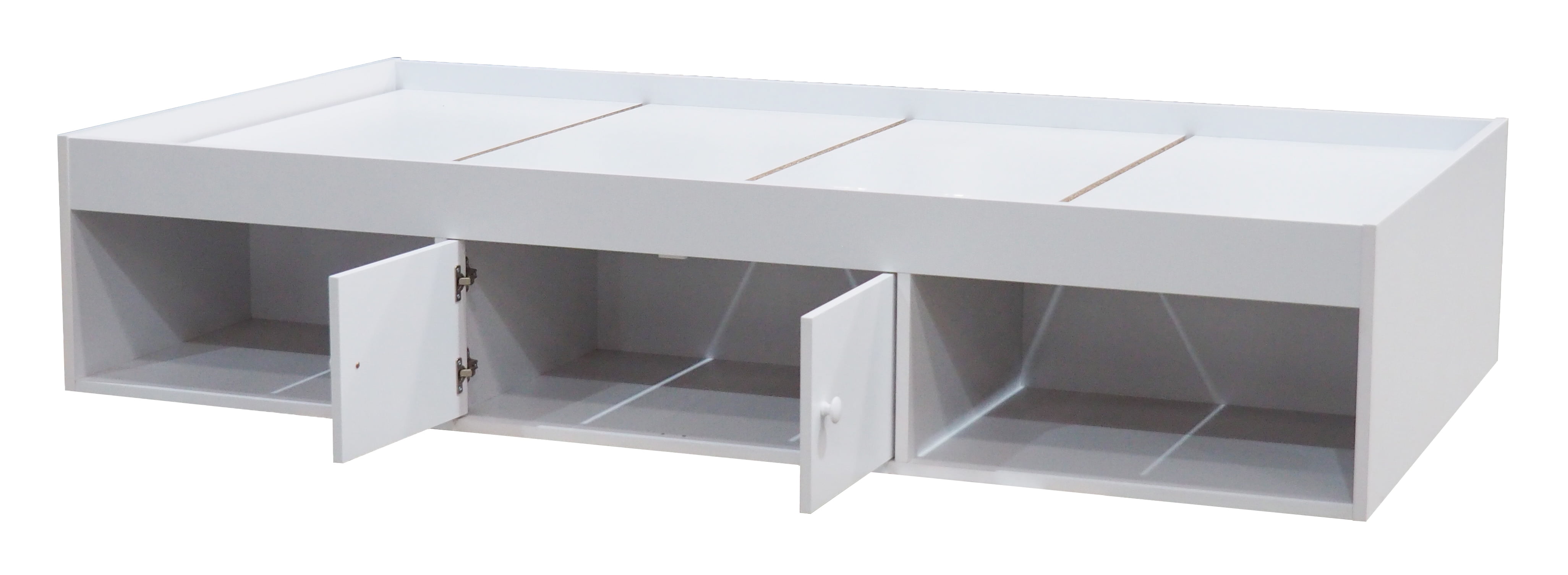 Tiara Twin Size Storage Platform Bed, White Wood Finish