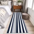 thumbnail image 5 of Dark Blue Washable Runner Rugs 2'x6', and Grey Stripe Abstract Minimalist Stripes Low Pile Throw Entryway Rug Non-Slip Sturdy Edge Binding Carpet for Indoor Bedside Entrance Bedside, 5 of 9