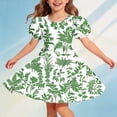 thumbnail image 2 of QSAWXQZ Girls' Floral Dress Puff Short Sleeve Crew Neck A Line Sundress Loose Casual Outfit for Summer 7 Years, 2 of 7
