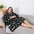 thumbnail image 5 of Oversized Wearable Blanket Hoodie,Black Halloween Bats with White Sherpa Blanket Hoodie with Super Pockets,Super Warm Fuzzy Pullover for Women & Men, 5 of 6