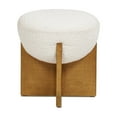 thumbnail image 2 of Bali 18.5" Round Upholstered Ottoman with Natural Wood Base Ivory White Boucle, 2 of 8