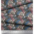 thumbnail image 2 of Soimoi Voile de Coton Bleu Tissu Décor Insectes et Texture Tissu Imprimé BTY 42 Pouces de Large, 2 of 2