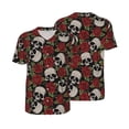 thumbnail image 6 of Rocae Red Rose Skull for Breathable Men's Baseball T-Shirt Fashionable Casual Baseball Jersey, Moisture-wicking Sportswear X-Large, 6 of 9