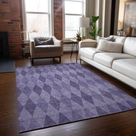 Addison Rugs Chantille Indoor/Outdoor Transitional Geometric Purple Washable Rectangle Rug, 9' x 12'