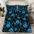thumbnail image 2 of Homewish Chic Blue Flowers 4-Piece Full Size Sheets for Teens Girls Boys,Exotic Style Bed Sheets,Floral Blossom Lightweight Sheet Sets,Ultra Soft Home Decor, 2 of 7
