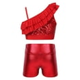 thumbnail image 2 of Alvivi Kids Girls Sequin 2PCs Dance Outfits Crop Top and Shorts Set Gymnastics Leotard Red 12, 2 of 7