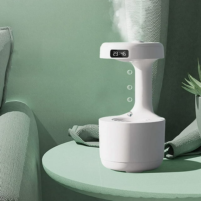 PENGXIANG Ultrasonic Humidifiers for Bedroom cool mist humidifiers Anti Gravity Water Drop oil diffuser LED Clock Display 36dB Quiet Air Humidifier with Night Light for room Office 800