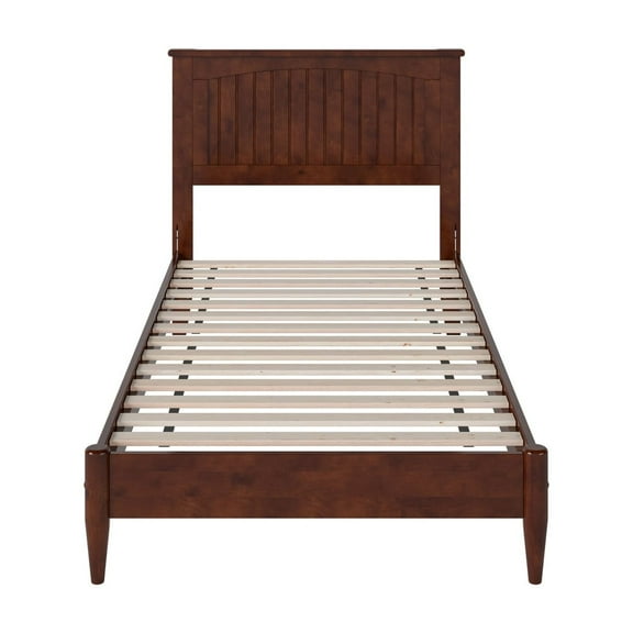 HomeStock Vintage Variety Twin XL Solid Wood Low Profile Platform Bed in Walnut