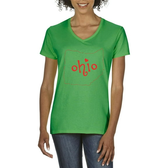 IWPF - Women's T-Shirt V-Neck Short Sleeve - Ohio Map