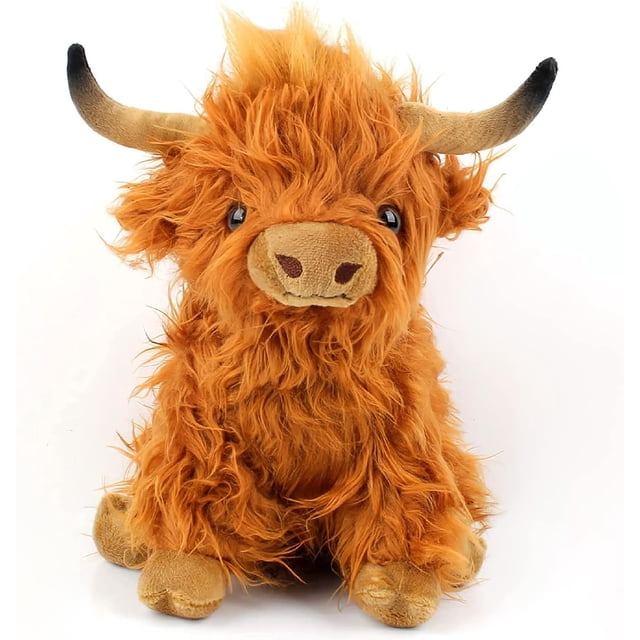 Peluche vaca Highland, peluche granja, peluche vaca para niños y niñas adultos (amarillo) Xishao Juguetes