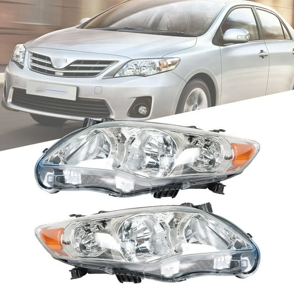 Front Headlights Assembly For 2011-2013 Toyota Corolla LH RH Pair Clear Lens