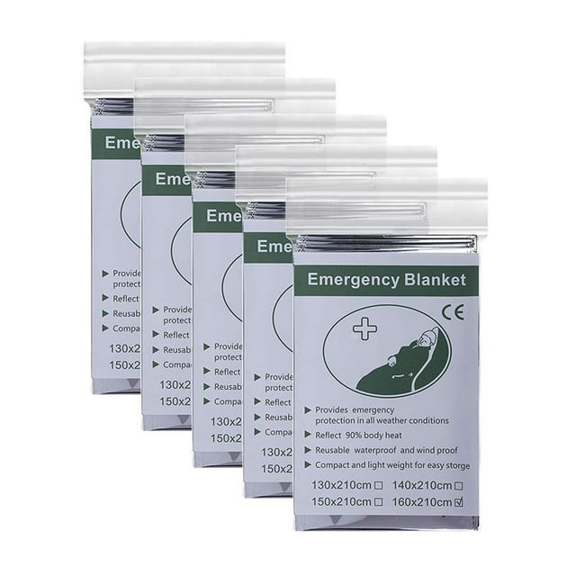 QualitChoice 5 Pcs Couvertures Thermiques d'Urgence Survie Premiers Secours Couvertures Thermiques pour Ski pour Marathon Randonnée Camping