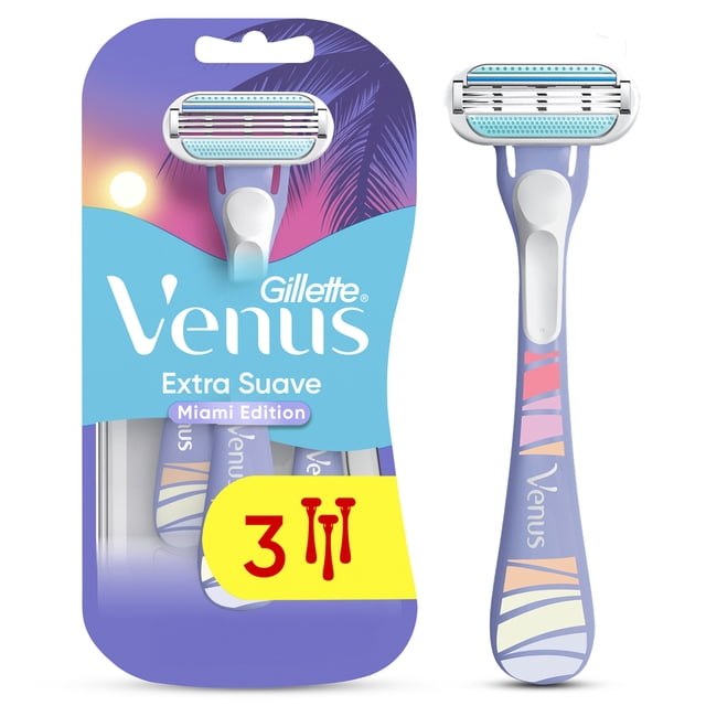 Rastrillo para Mujer Gillette Venus Extra Suave Miami con 3 Hojas para Depilar 3 pzas