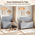 thumbnail image 6 of PAPROOS Kids Toy Box for Boys Girls, Wooden Toy Chest with Storage Bench and Safety-Hinged Lid, Modern Toy Storage Organizer for Playroom, Living Room, Toddler Room, Grey, 6 of 9