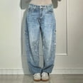 thumbnail image 2 of Rhinestone Jeans for Women, Audhol Women's Casual Loose Harem Jeans Baggy Wide Leg Jeans High Waisted Washed Distressed Straight Leg Denim Pants Y2K Jeans Light Blue XL, 2 of 5