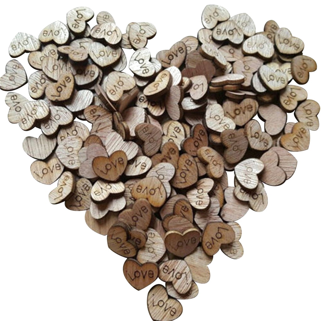Wedding Wooden MINI MIXED HEART Table Scatter Decorations craft card scrapbook 