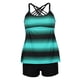 thumbnail image 2 of Las mujeres a rayas más tankini top tankshorts tamaño traje de baño 2 piezas verde s Sunnimix traje de baño tankini para mujer, 2 of 8