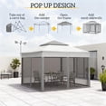 thumbnail image 5 of Segmart 12' x 20' Patio Hardtop Gazebo, Outdoor Galvanized Steel Aluminum Metal Double Roof Gazebo with Netting and Curtains, Permanent Patio Gazebo Pavilion for Backyard, Deck, Lawn, Gray, 5 of 7