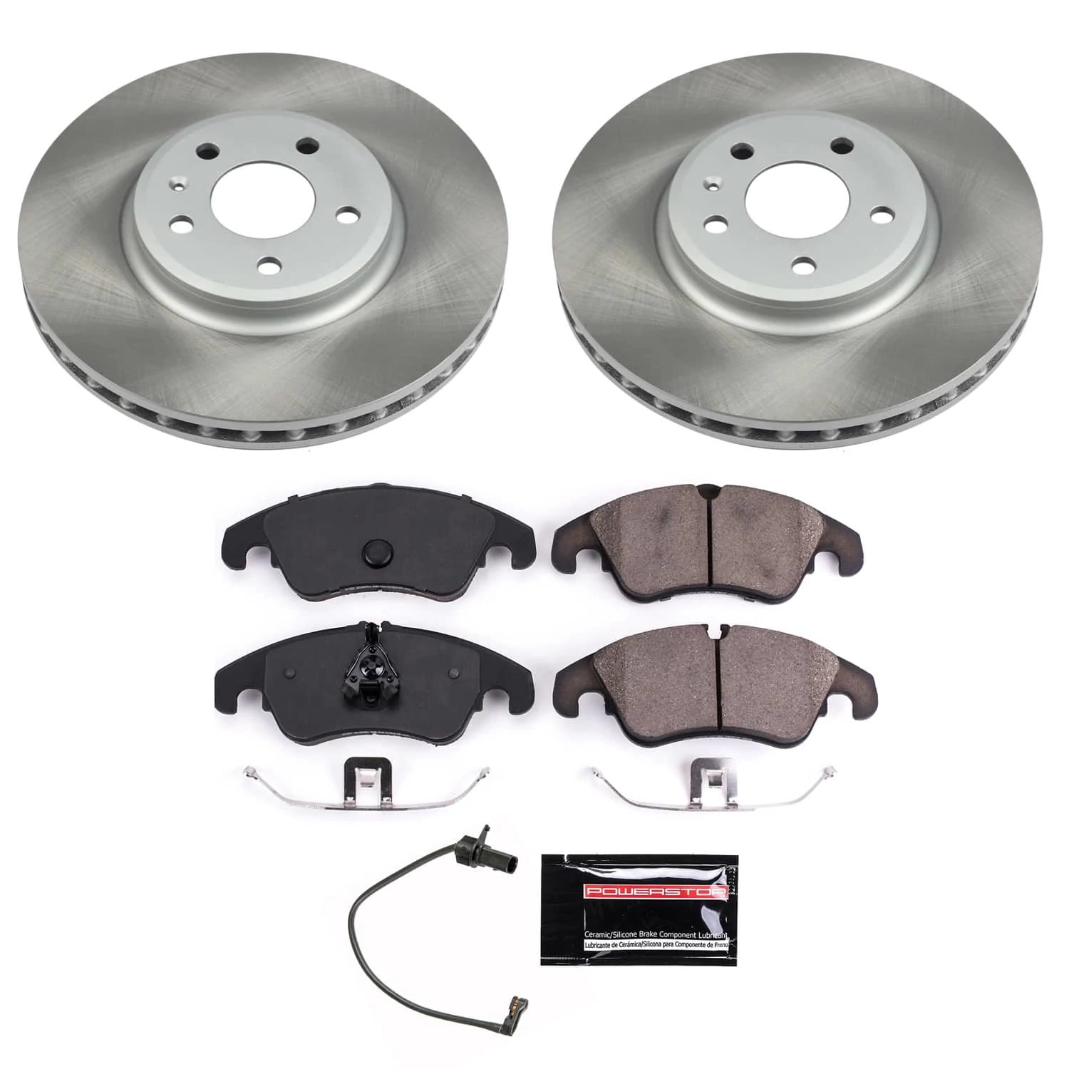 PowerStop Front Semi-Coated Rotor and Low-Dust Ceramic Brake Pad Kit SC5752