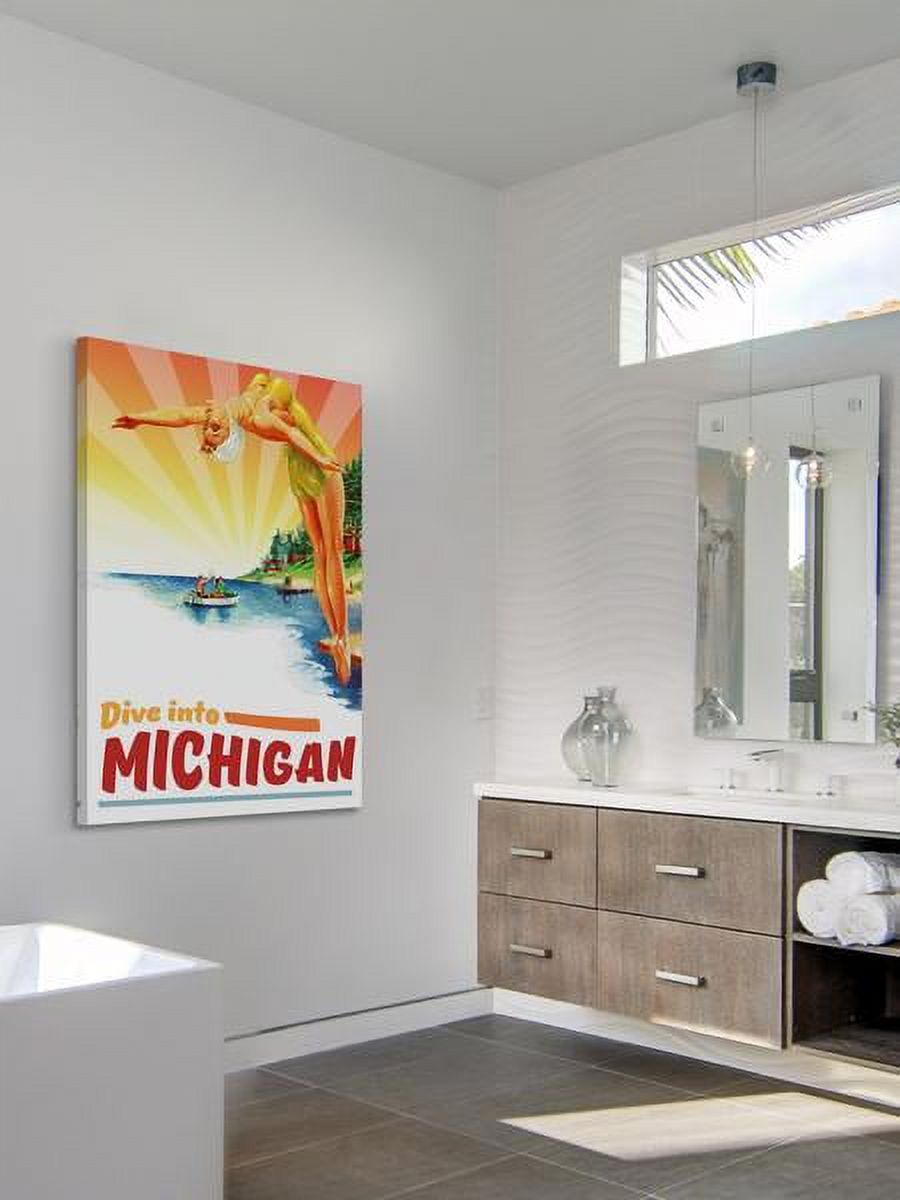 "Travel Poster Michigan" Painting Print on Wrapped Canvas