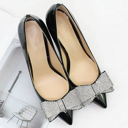 

YCNYCHCHY Big Size Woman Patent Leather Black Nude Stiletto High Heels Office Ladies Formal Dress Pumps New Fashion Sexy Bow Shoes
