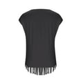 thumbnail image 5 of ZQUUVOU Women's T-Shirt Casua Solid Color Round Neck Short Sleeve Tassle Hem Blouse Black (L), 5 of 6
