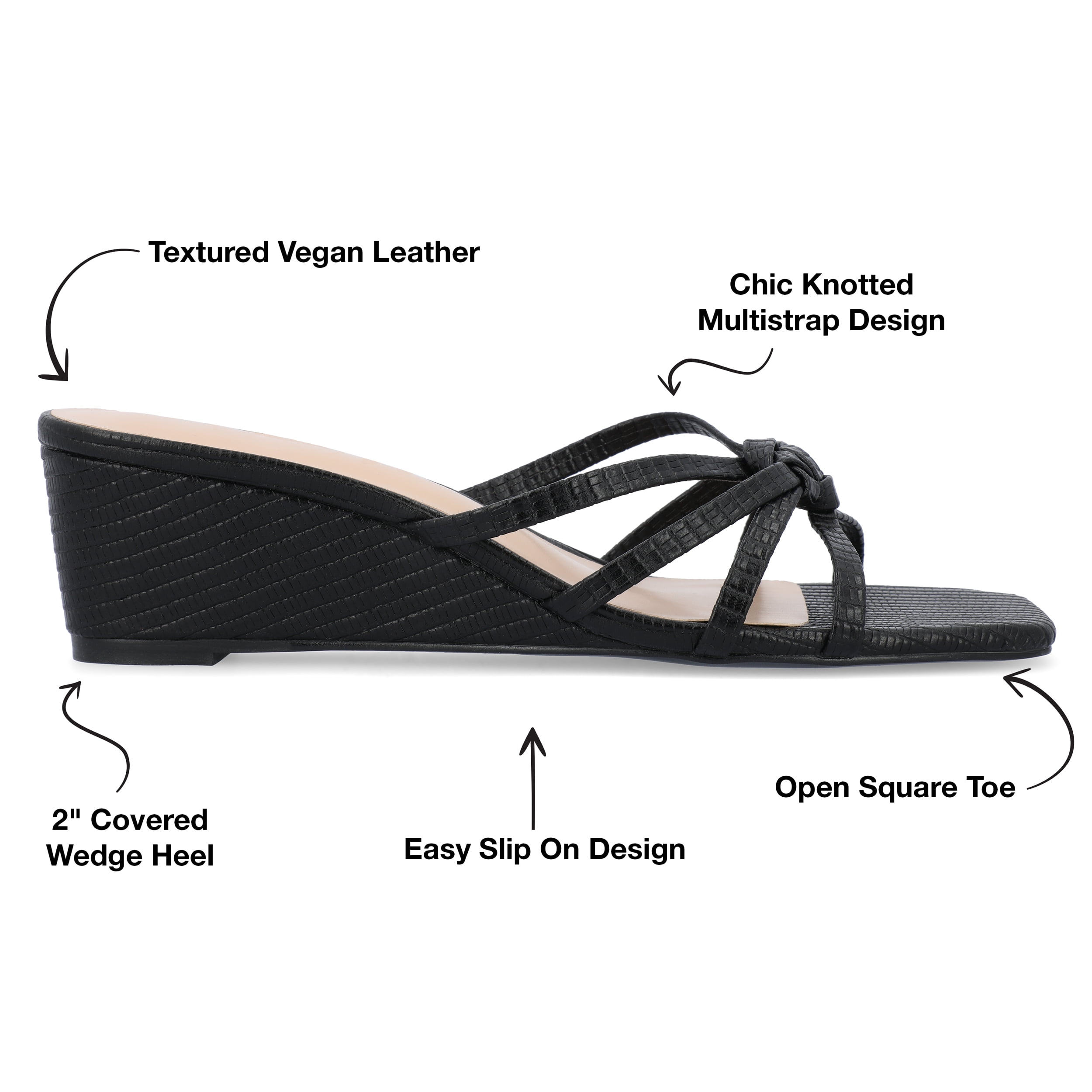 Journee Collection Womens Blayke Multi Strap Slip On Wedge Sandals